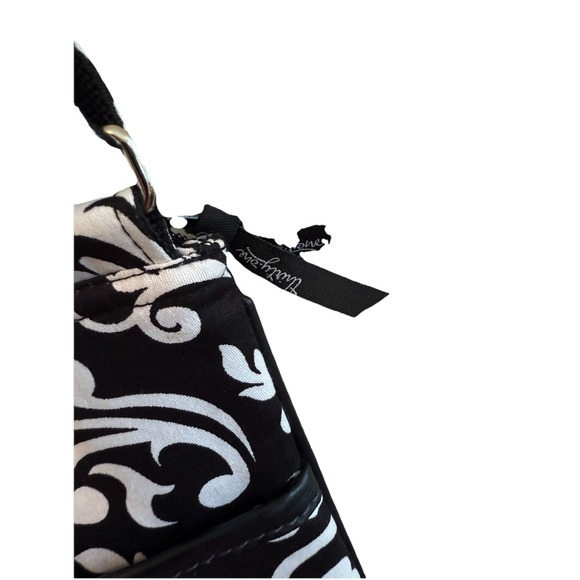 Thirty One Crossbody Purse Messenger Bag Adj Strap Parisian Pop Black White NWOT - Picture 3 of 11